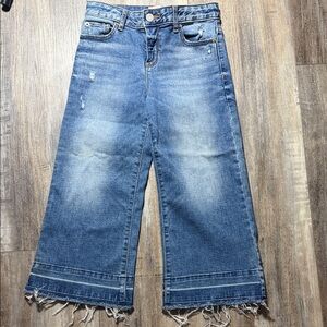 GAP Blue Wide-Leg Frayed Jeans
